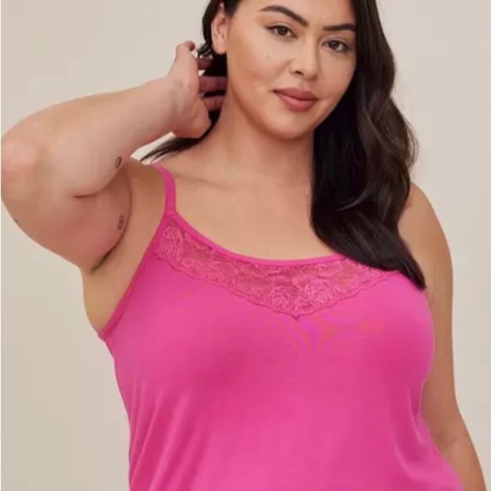 Torrid Hot Pink Lace Trim Cami Sleep Tank